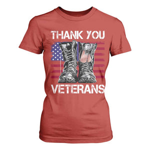 Thank You Veterans T Shirt For Women American Flag Military Supportive Veterans Day TS10 Red Print Your Wear