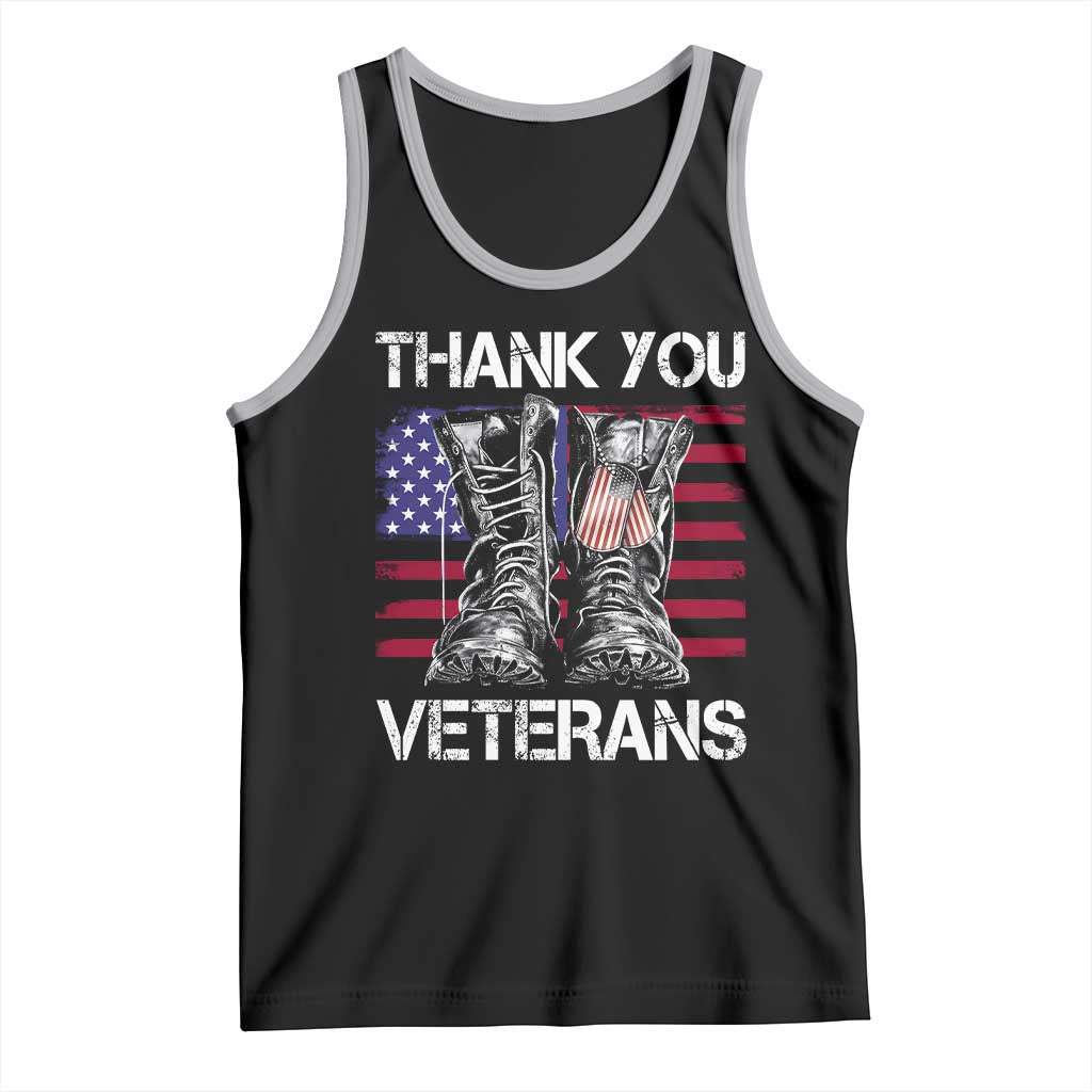 Thank You Veterans Tank Top American Flag Military Supportive Veterans Day TS10 Black Athletic Heather Print Your Wear