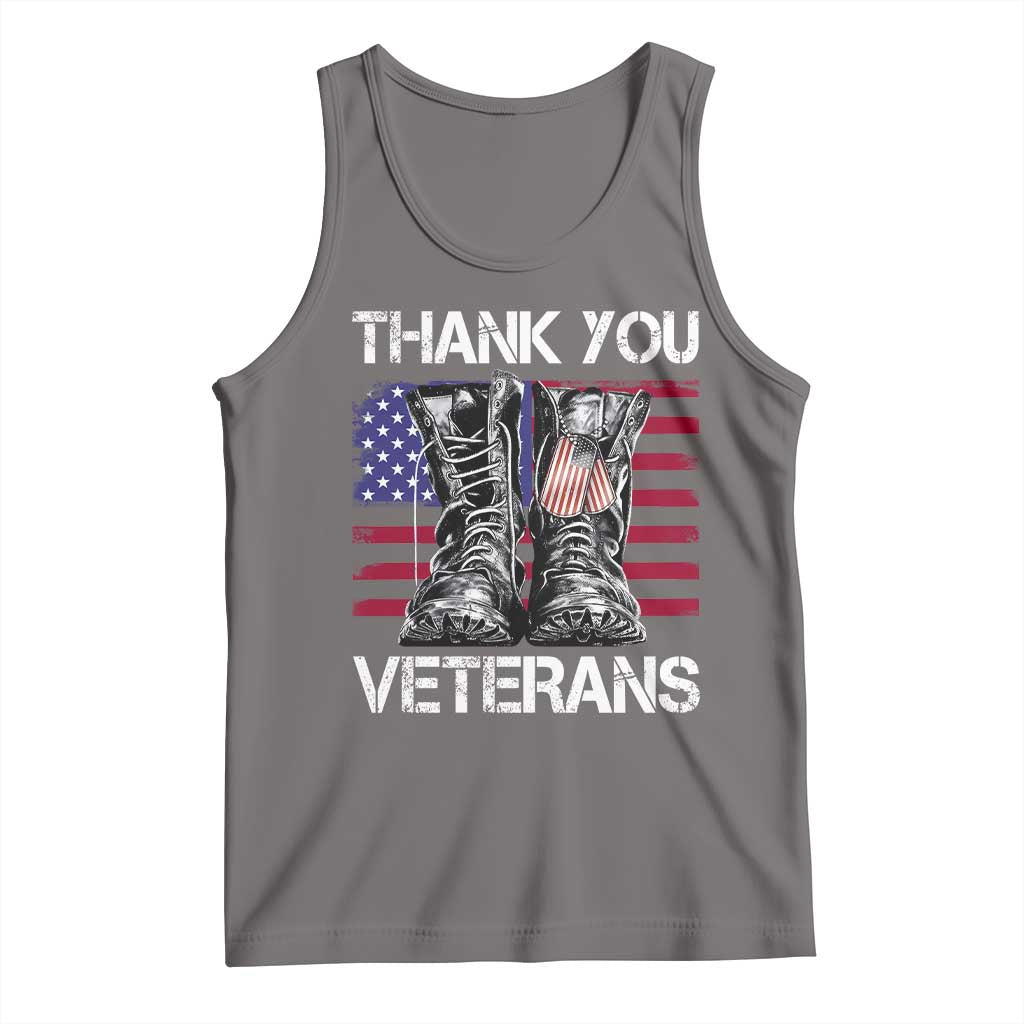 Thank You Veterans Tank Top American Flag Military Supportive Veterans Day TS10 Deep Heather Print Your Wear