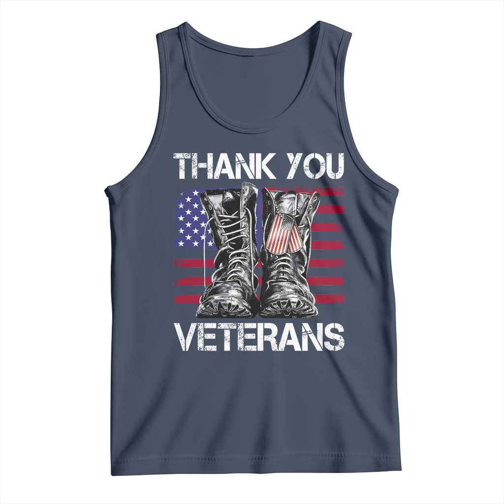 Thank You Veterans Tank Top American Flag Military Supportive Veterans Day TS10 Navy Print Your Wear