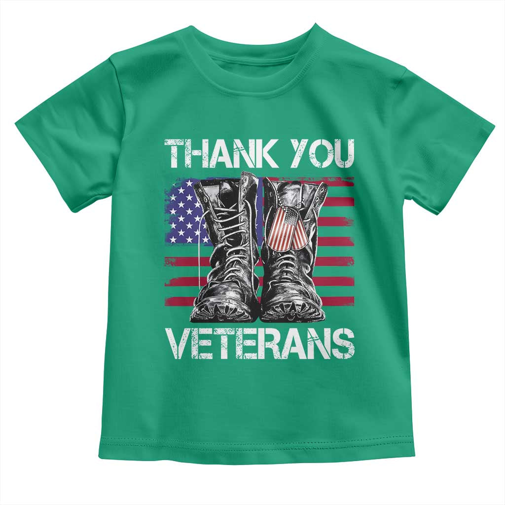 Thank You Veterans Toddler T Shirt American Flag Military Supportive Veterans Day TS10 Irish Green Print Your Wear