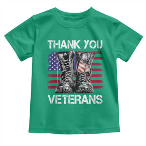 Thank You Veterans Toddler T Shirt American Flag Military Supportive Veterans Day TS10 Irish Green Print Your Wear