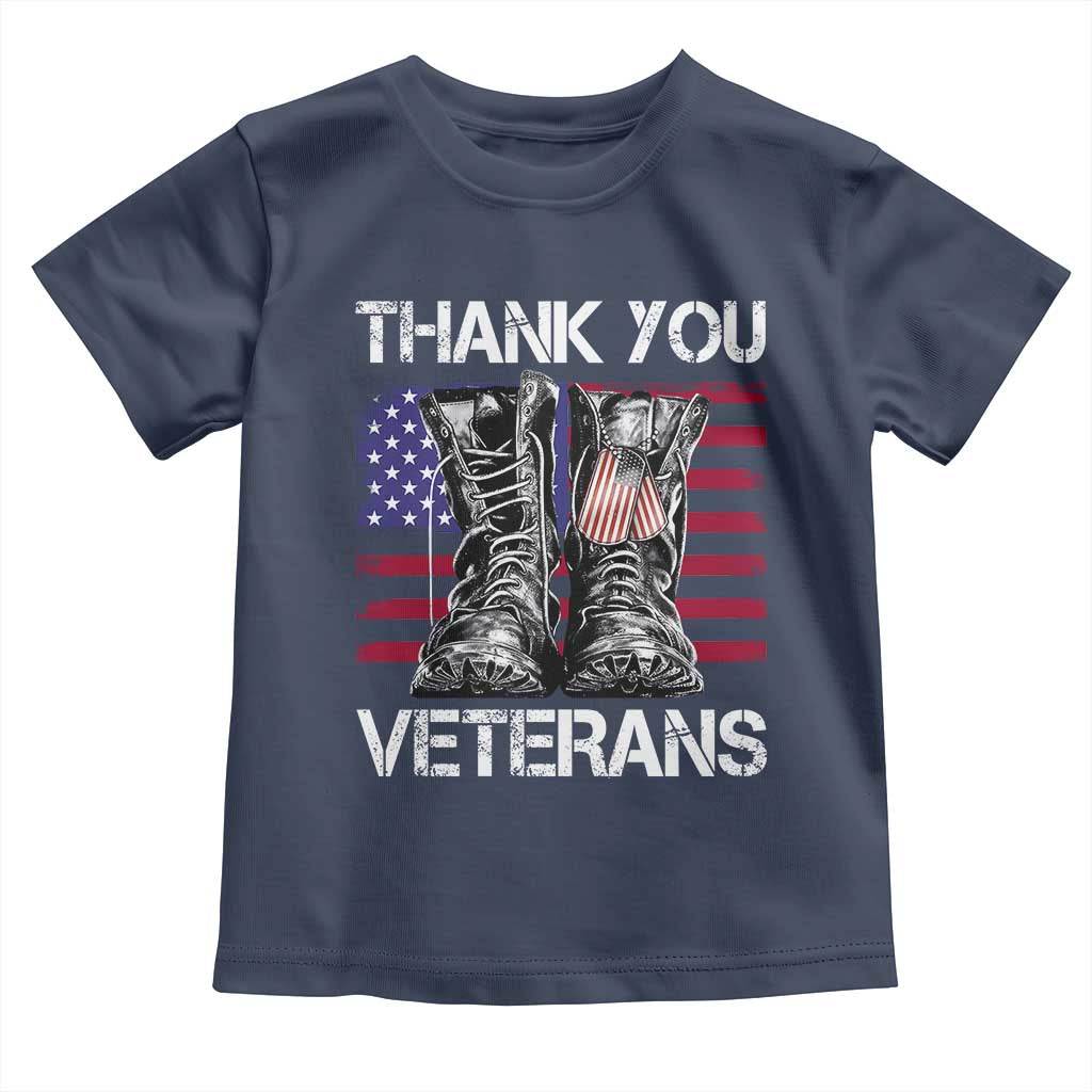 Thank You Veterans Toddler T Shirt American Flag Military Supportive Veterans Day TS10 Navy Print Your Wear