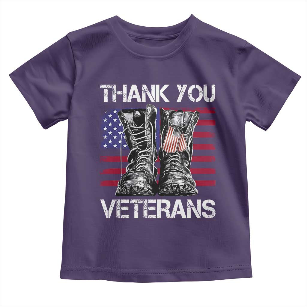 Thank You Veterans Toddler T Shirt American Flag Military Supportive Veterans Day TS10 Purple Print Your Wear