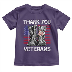 Thank You Veterans Toddler T Shirt American Flag Military Supportive Veterans Day TS10 Purple Print Your Wear