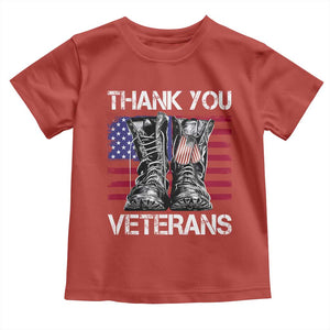 Thank You Veterans Toddler T Shirt American Flag Military Supportive Veterans Day TS10 Red Print Your Wear