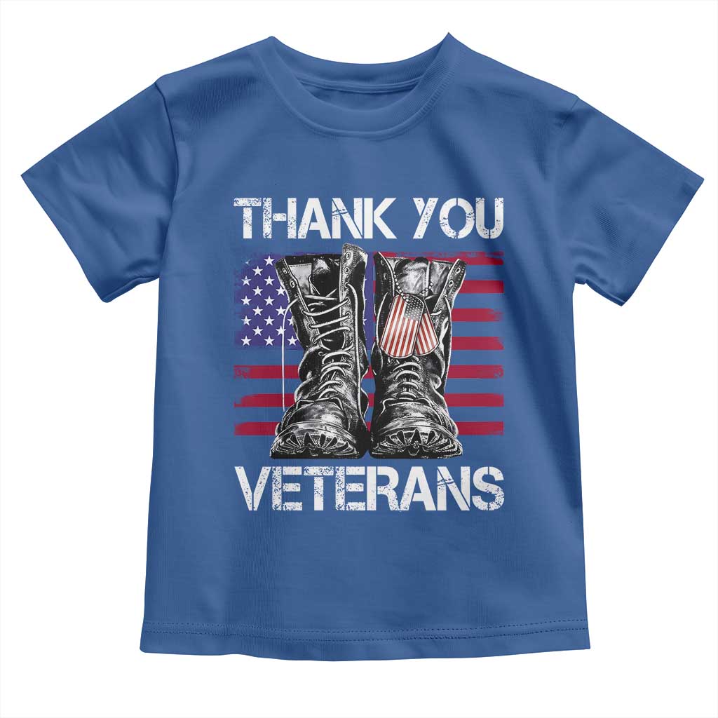 Thank You Veterans Toddler T Shirt American Flag Military Supportive Veterans Day TS10 Royal Blue Print Your Wear