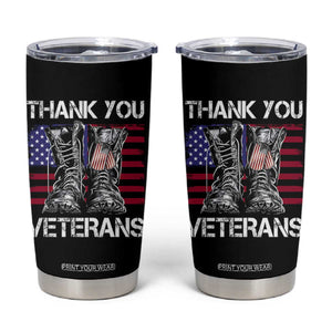 Thank You Veterans Tumbler Cup American Flag Military Supportive Veterans Day TS10 Black Print Your Wear