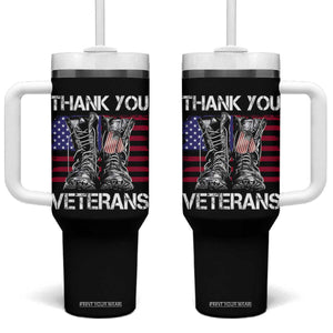 Thank You Veterans Tumbler With Handle American Flag Military Supportive Veterans Day TS10 One Size: 40 oz Black Print Your Wear