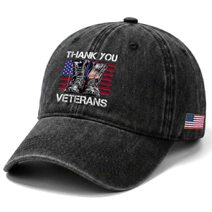 Thank You Veterans Washed Cotton Baseball Cap American Flag Military Supportive Veterans Day TS10 Print Your Wear