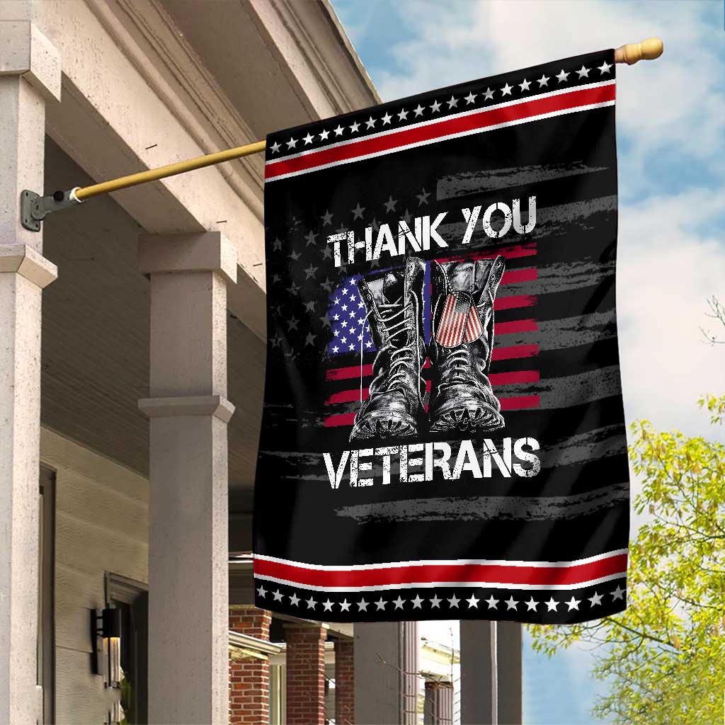 Thank You Veterans Garden Flag American Flag Military Supportive Veterans Day TS10 Distressed Black Red Print Your Wear