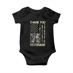 Thank You Veterans Baby Onesie Camo American Flag Military Supportive Veterans Day TS10 Black Print Your Wear