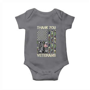 Thank You Veterans Baby Onesie Camo American Flag Military Supportive Veterans Day TS10 Charcoal Print Your Wear