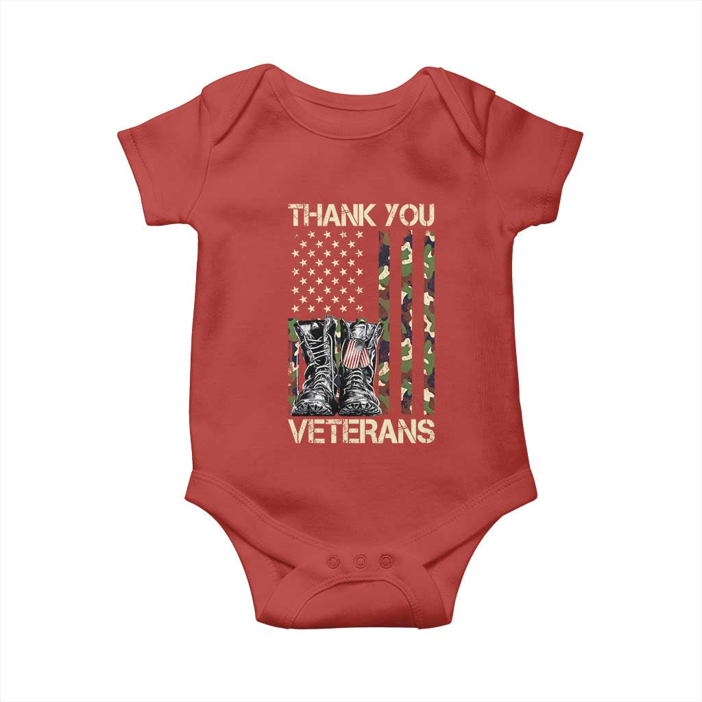 Thank You Veterans Baby Onesie Camo American Flag Military Supportive Veterans Day TS10 Red Print Your Wear