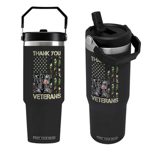 Thank You Veterans Flip Straw Tumbler Camo American Flag Military Supportive Veterans Day TS10 One Size: 30 oz Black Print Your Wear