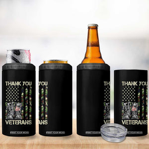 Thank You Veterans 4 in 1 Can Cooler Tumbler Camo American Flag Military Supportive Veterans Day TS10 Print Your Wear
