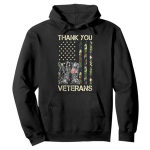 Thank You Veterans Hoodie Camo American Flag Military Supportive Veterans Day TS10 Black Print Your Wear