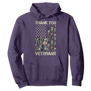 Thank You Veterans Hoodie Camo American Flag Military Supportive Veterans Day TS10 Purple Print Your Wear