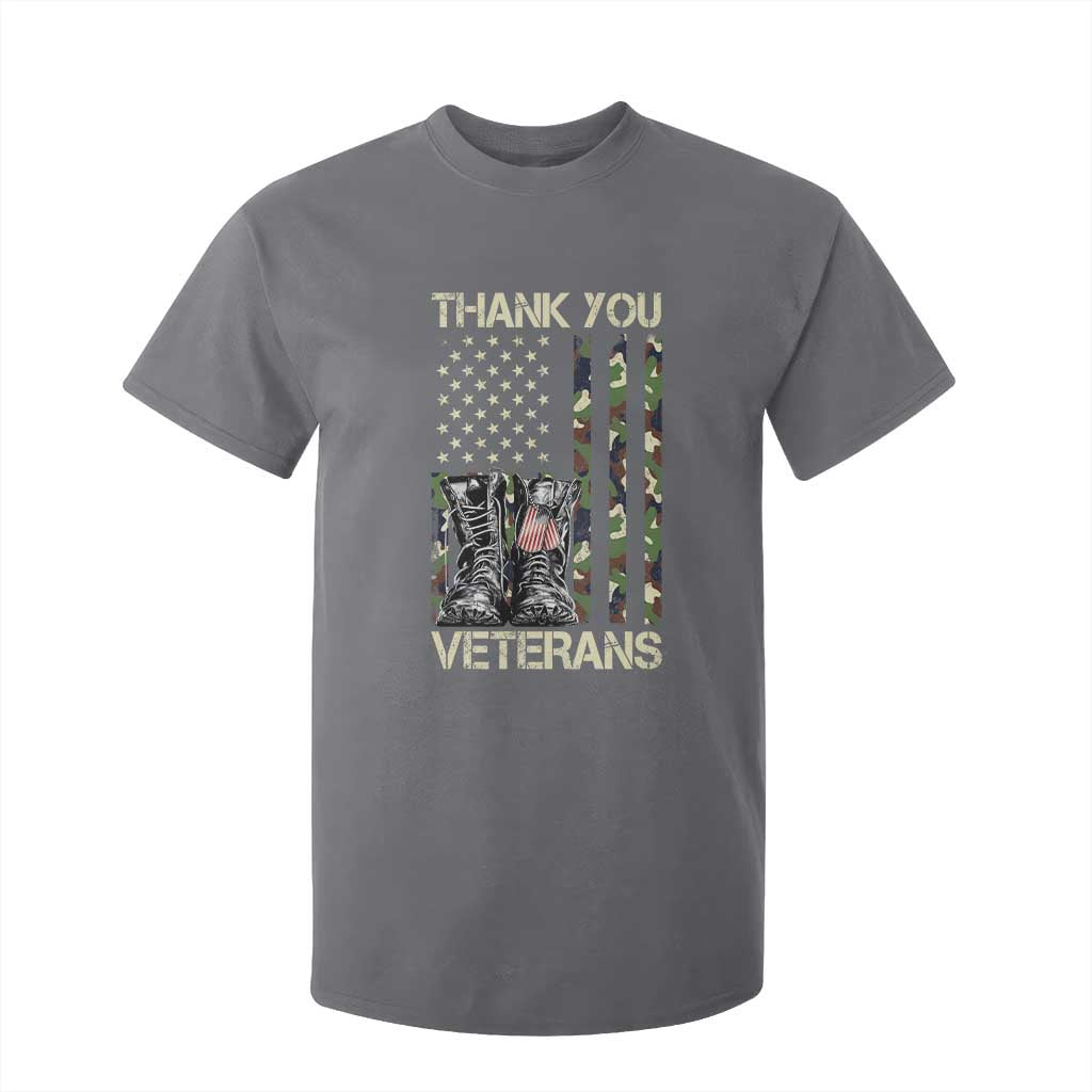Thank You Veterans T Shirt For Kid Camo American Flag Military Supportive Veterans Day TS10 Charcoal Print Your Wear