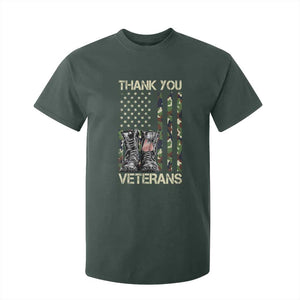 Thank You Veterans T Shirt For Kid Camo American Flag Military Supportive Veterans Day TS10 Dark Forest Green Print Your Wear
