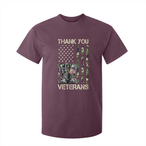 Thank You Veterans T Shirt For Kid Camo American Flag Military Supportive Veterans Day TS10 Maroon Print Your Wear