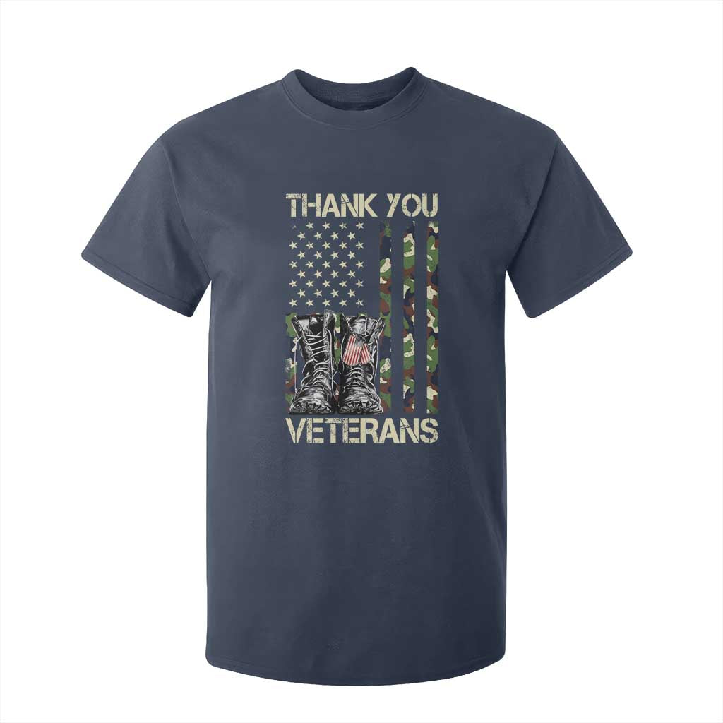 Thank You Veterans T Shirt For Kid Camo American Flag Military Supportive Veterans Day TS10 Navy Print Your Wear