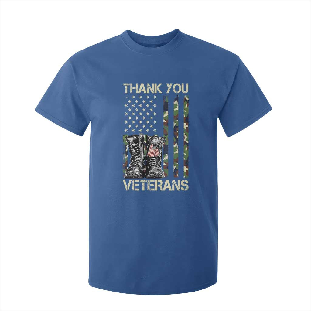 Thank You Veterans T Shirt For Kid Camo American Flag Military Supportive Veterans Day TS10 Royal Blue Print Your Wear