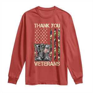 Thank You Veterans Long Sleeve Shirt Camo American Flag Military Supportive Veterans Day TS10 Red Print Your Wear