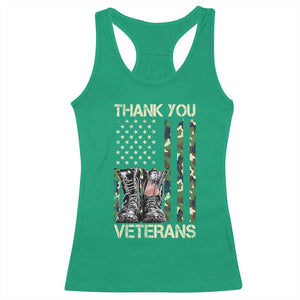 Thank You Veterans Racerback Tank Top Camo American Flag Military Supportive Veterans Day TS10 Irish Green Print Your Wear
