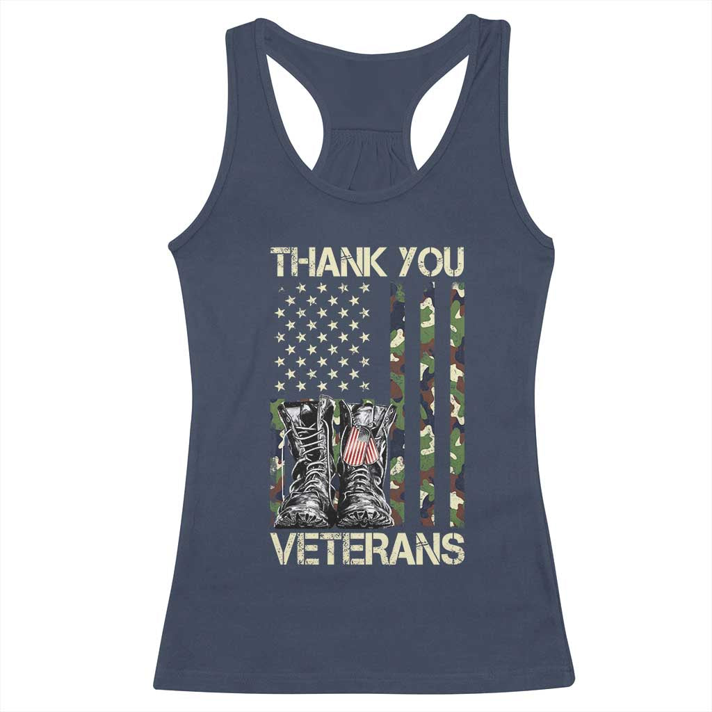 Thank You Veterans Racerback Tank Top Camo American Flag Military Supportive Veterans Day TS10 Navy Print Your Wear