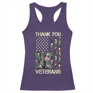 Thank You Veterans Racerback Tank Top Camo American Flag Military Supportive Veterans Day TS10 Purple Print Your Wear