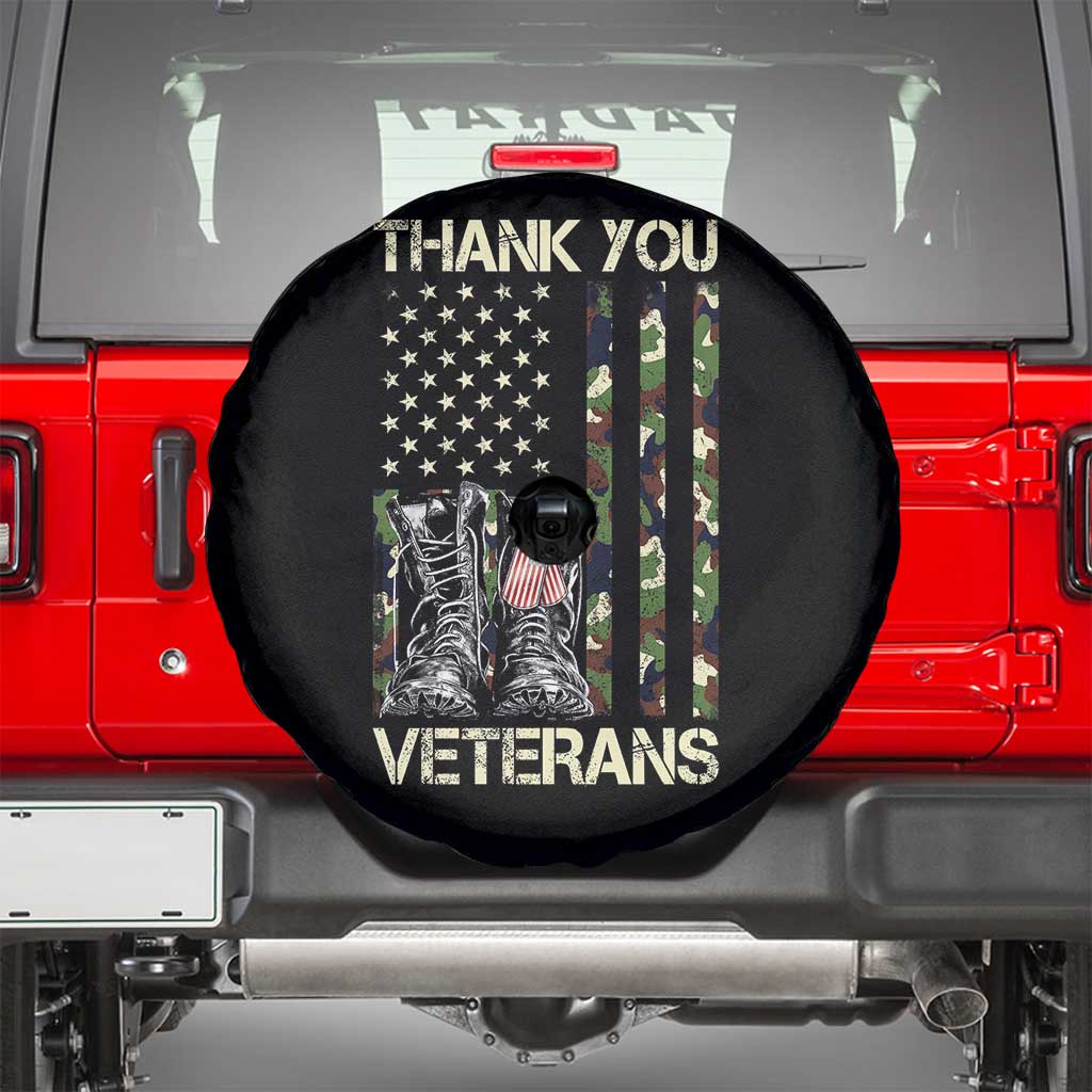 Thank You Veterans Spare Tire Cover Camo American Flag Military Supportive Veterans Day TS10 Black Print Your Wear