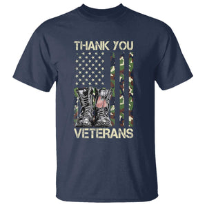 Thank You Veterans T Shirt Camo American Flag Military Supportive Veterans Day TS10 Navy Print Your Wear