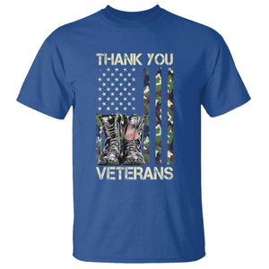 Thank You Veterans T Shirt Camo American Flag Military Supportive Veterans Day TS10 Royal Blue Print Your Wear