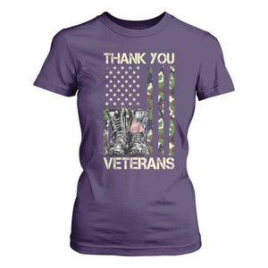 Thank You Veterans T Shirt For Women Camo American Flag Military Supportive Veterans Day TS10 Purple Print Your Wear