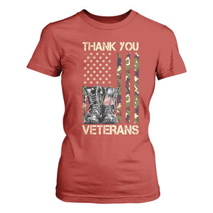 Thank You Veterans T Shirt For Women Camo American Flag Military Supportive Veterans Day TS10 Red Print Your Wear