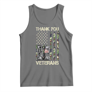 Thank You Veterans Tank Top Camo American Flag Military Supportive Veterans Day TS10 Black Heather Print Your Wear