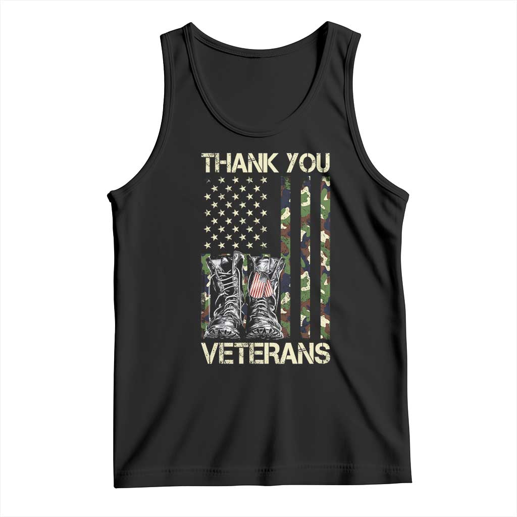 Thank You Veterans Tank Top Camo American Flag Military Supportive Veterans Day TS10 Black Print Your Wear