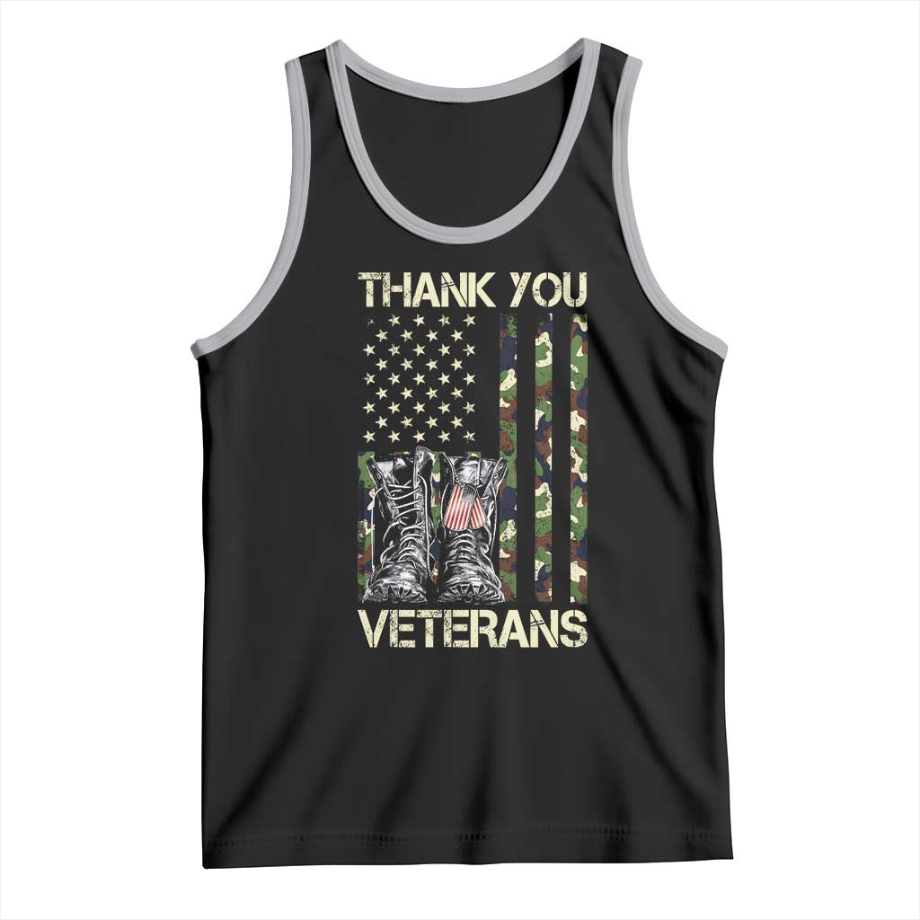 Thank You Veterans Tank Top Camo American Flag Military Supportive Veterans Day TS10 Black Athletic Heather Print Your Wear