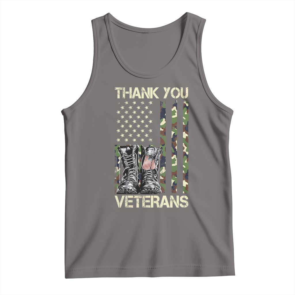 Thank You Veterans Tank Top Camo American Flag Military Supportive Veterans Day TS10 Deep Heather Print Your Wear
