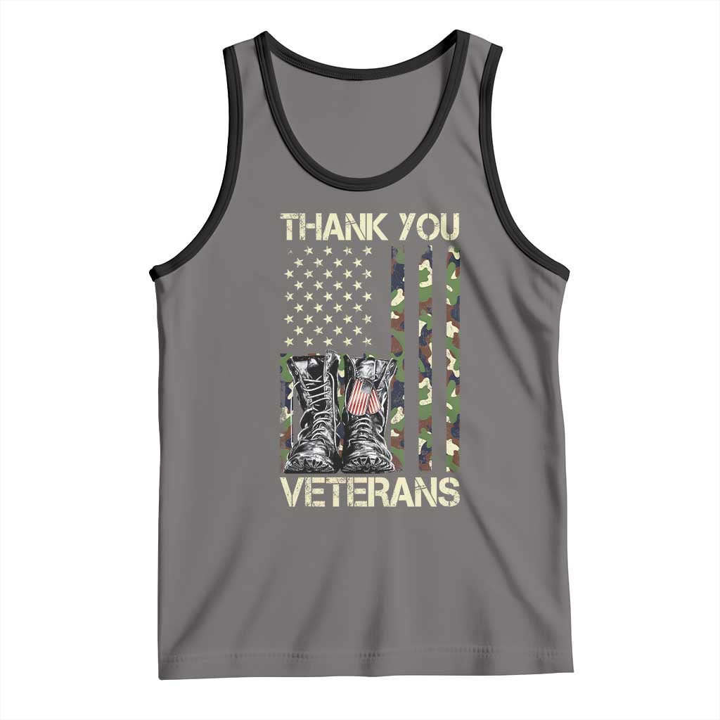 Thank You Veterans Tank Top Camo American Flag Military Supportive Veterans Day TS10 Deep Heather Black Print Your Wear