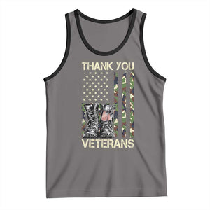Thank You Veterans Tank Top Camo American Flag Military Supportive Veterans Day TS10 Deep Heather Black Print Your Wear