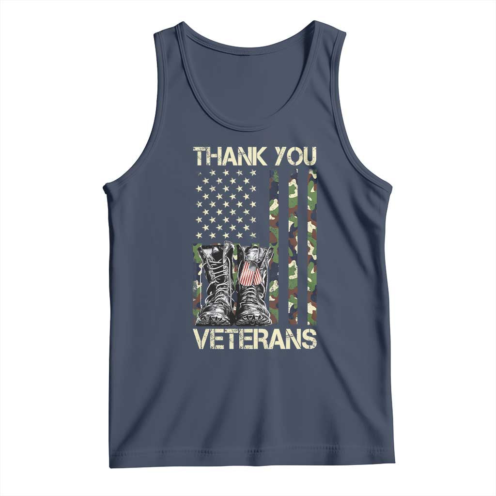 Thank You Veterans Tank Top Camo American Flag Military Supportive Veterans Day TS10 Navy Print Your Wear