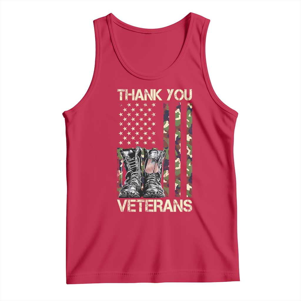 Thank You Veterans Tank Top Camo American Flag Military Supportive Veterans Day TS10 Red Print Your Wear