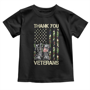Thank You Veterans Toddler T Shirt Camo American Flag Military Supportive Veterans Day TS10 Black Print Your Wear