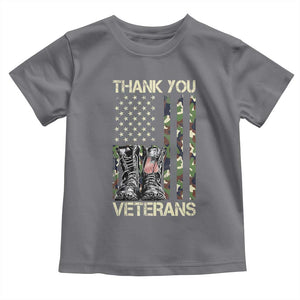 Thank You Veterans Toddler T Shirt Camo American Flag Military Supportive Veterans Day TS10 Charcoal Print Your Wear