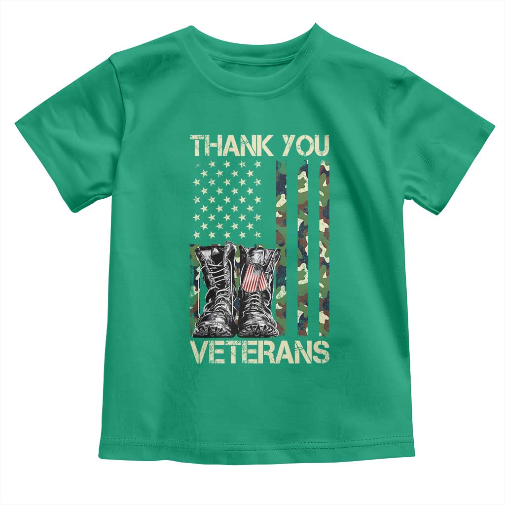 Thank You Veterans Toddler T Shirt Camo American Flag Military Supportive Veterans Day TS10 Irish Green Print Your Wear