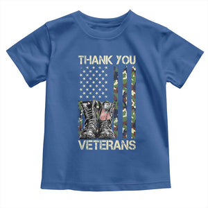 Thank You Veterans Toddler T Shirt Camo American Flag Military Supportive Veterans Day TS10 Royal Blue Print Your Wear