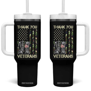 Thank You Veterans Tumbler With Handle Camo American Flag Military Supportive Veterans Day TS10 One Size: 40 oz Black Print Your Wear