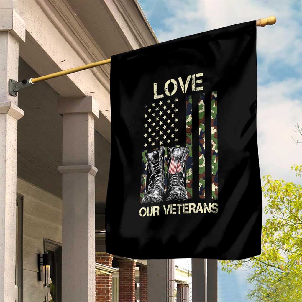 Love Our Veterans Garden Flag Camo American Flag Military Supportive Veterans Day TS10 Print Your Wear